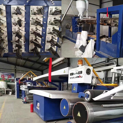 1.3M 90KW 中古 プラスチック 絵機 PPポリプロピレン 平糸テープ 排出ライン